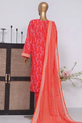 Bin Saeed Stitched 3 Piece Exclusive Printed Lawn Vol-03 Collection-AS-1535-Red