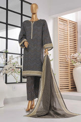 Bin Saeed Stitched 3 Piece Exclusive Printed Lawn Vol-04 Collection-SM-1455-Black