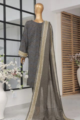 Bin Saeed Stitched 3 Piece Exclusive Printed Lawn Vol-04 Collection-SM-1455-Black