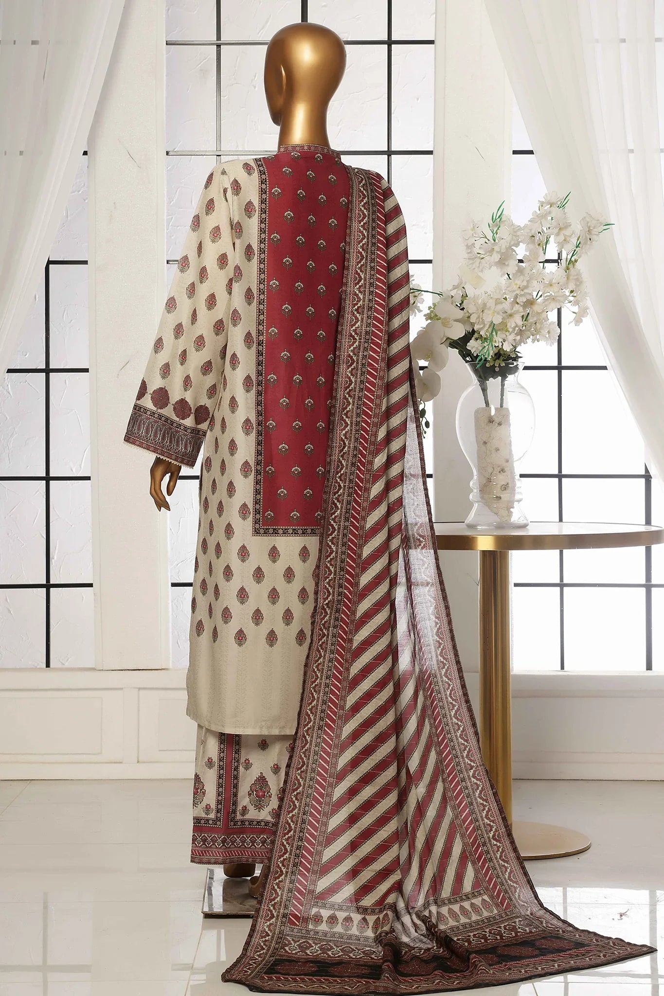 Bin Saeed Stitched 3 Piece Exclusive Printed Lawn Vol-05 Collection-SM-1547-Skin