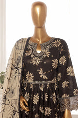 Bin Saeed Stitched 3 Piece Emb Lawn Frock Vol-02 Collection-SM-1620-Black