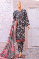 Bin Saeed Stitched 3 Piece Exclusive Printed Lawn Vol-05 Collection'2025-SM-1913-Black