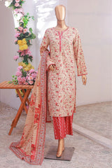 Bin Saeed Stitched 3 Piece Exclusive Printed Lawn Vol-06 Collection'2025-SM-1983-Cream