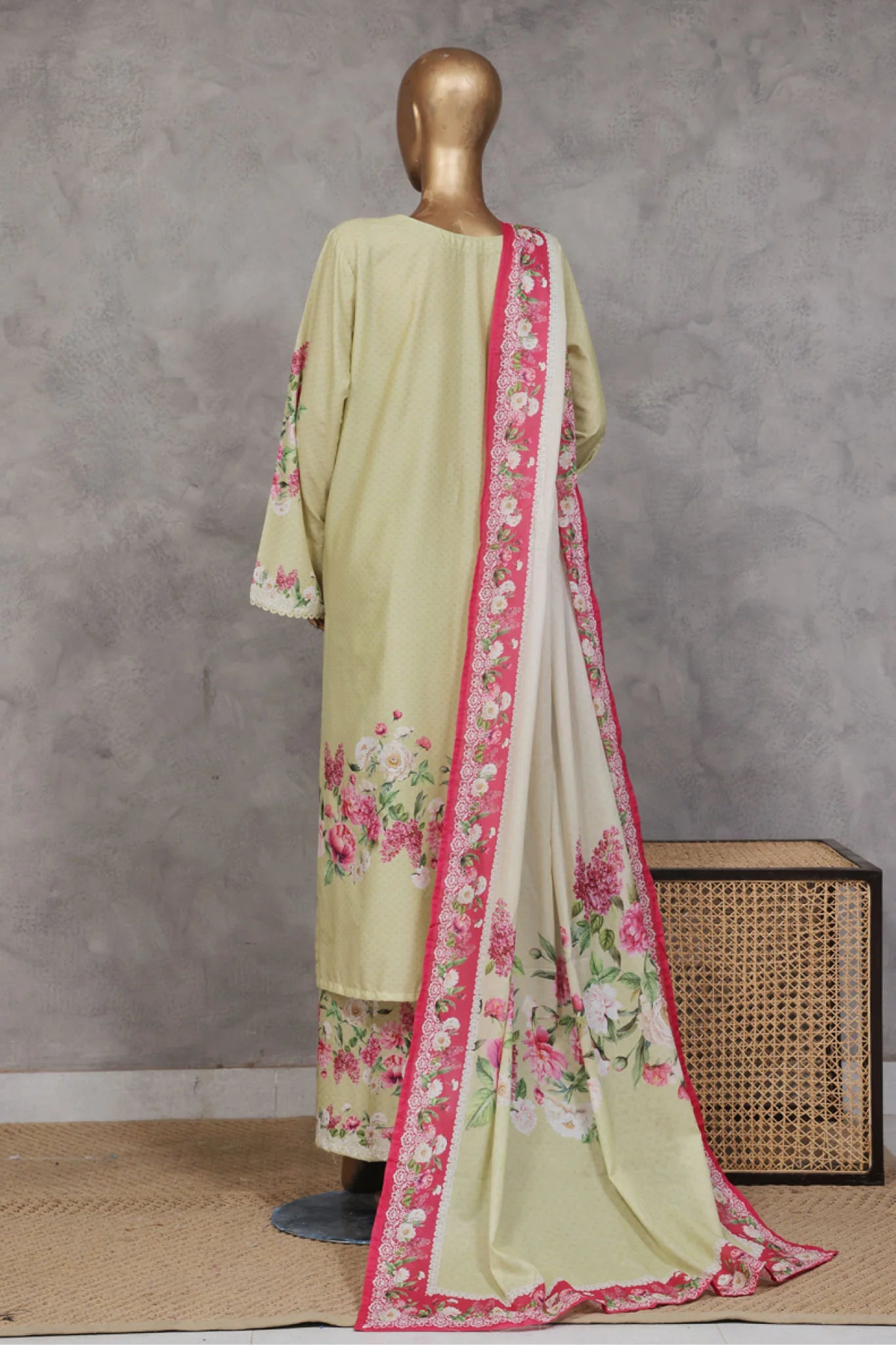 Bin Saeed Stitched 3 Piece Exc Emb Lawn Vol-02 Collection'2025-SM-2100-Pista