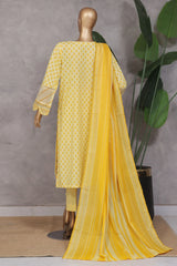 Bin Saeed Stitched 3 Piece Exc Emb Lawn Vol-02 Collection'2025-SM-2101-Yellow