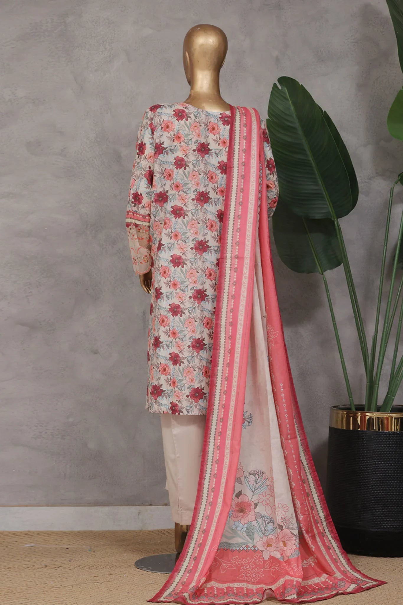 Bin Saeed Stitched 3 Piece Exc Emb Lawn Vol-02 Collection'2025-SM-2104-Skin