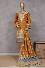 Bin Saeed Stitched 3 Piece Exc Emb Lawn Vol-02 Collection'2025-SM-2105-Golden