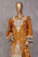 Bin Saeed Stitched 3 Piece Exc Emb Lawn Vol-02 Collection'2025-SM-2105-Golden