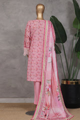 Bin Saeed Stitched 3 Piece Exc Emb Lawn Vol-02 Collection'2025-SM-2106-Pink