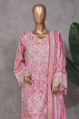 Bin Saeed Stitched 3 Piece Exc Emb Lawn Vol-02 Collection'2025-SM-2106-Pink