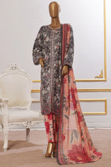 Bin Saeed Stitched 3 Piece Open Front Cutwork Kari Collection'2025-SM-2112-Dark Grey