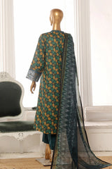Bin Saeed Stitched 3 Piece Exclusive Lawn Frock Vol-01 Collection-AS-14571-Green