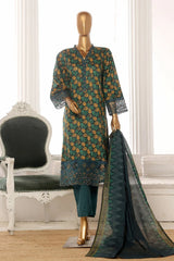 Bin Saeed Stitched 3 Piece Exclusive Lawn Frock Vol-01 Collection-AS-14571-Green