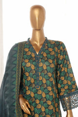 Bin Saeed Stitched 3 Piece Exclusive Lawn Frock Vol-01 Collection-AS-14571-Green