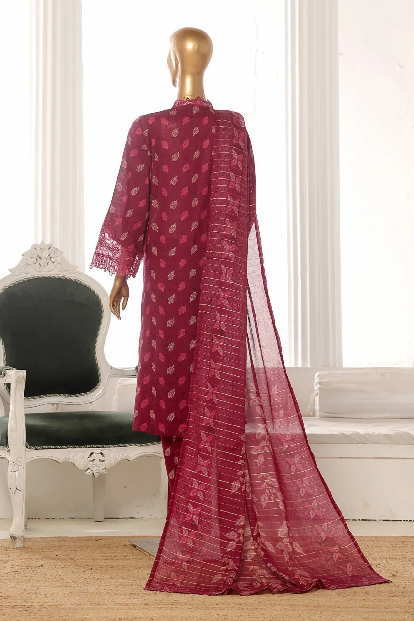 Bin Saeed Stitched 3 Piece Exclusive Lawn Frock Vol-01 Collection-AS-14572-Purple