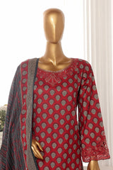 Bin Saeed Stitched 3 Piece Exclusive Lawn Frock Vol-01 Collection-AS-14654-Maroon