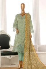 Bin Saeed Stitched 3 Piece Exclusive Lawn Frock Vol-01 Collection-AS-1462-Mint