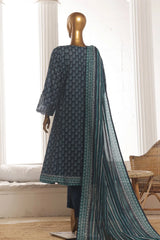 Bin Saeed Stitched 3 Piece Exclusive Lawn Frock Vol-01 Collection-AS-1463-Blue