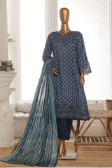 Bin Saeed Stitched 3 Piece Exclusive Lawn Frock Vol-01 Collection-AS-1463-Blue