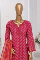 Bin Saeed Stitched 3 Piece Exclusive Lawn Frock Vol-01 Collection-AS-1465-Pink