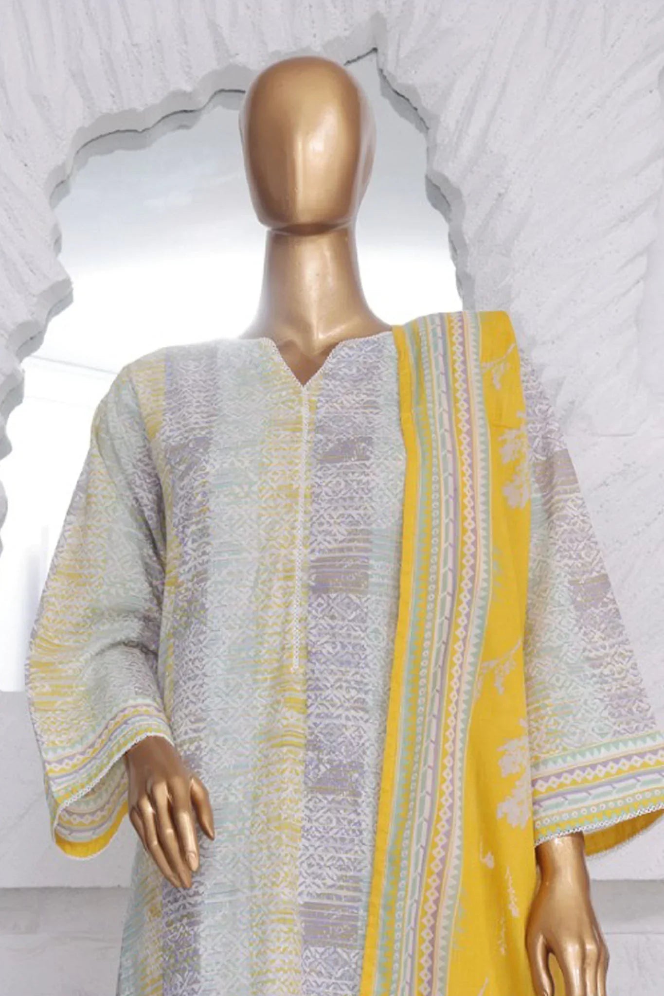 Bin Saeed Stitched 3 Piece Exclusive Printed Lawn Vol-02 Collection-AS-1010-Multi
