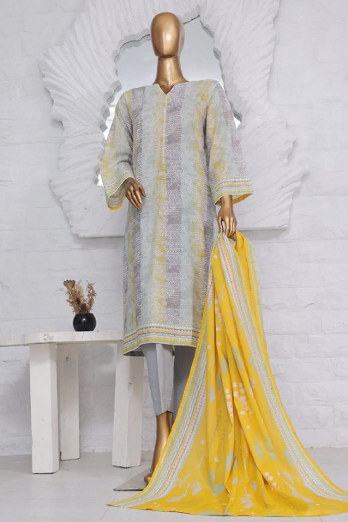 Bin Saeed Stitched 3 Piece Exclusive Printed Lawn Vol-02 Collection-AS-1010-Multi