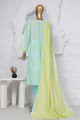 Bin Saeed Stitched 3 Piece Exclusive Printed Lawn Vol-02 Collection-AS-1012-Ferozi