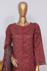 Bin Saeed Stitched 3 Piece Exclusive Printed Lawn Vol-02 Collection-AS-1016-Maroon