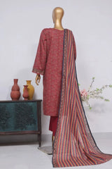Bin Saeed Stitched 3 Piece Exclusive Printed Lawn Vol-02 Collection-AS-1016-Maroon