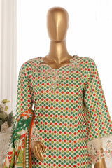 Bin Saeed Stitched 3 Piece Exclusive Lawn Frock Vol-01 Collection-AS-1466-Green