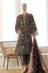 Bin Saeed Stitched 3 Piece Exclusive Lawn Frock Vol-01 Collection-AS-1468-Black