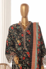 Bin Saeed Stitched 3 Piece Exclusive Lawn Frock Vol-01 Collection-AS-1468-Black