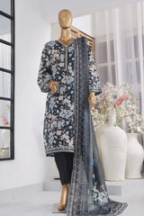 Bin Saeed Stitched 3 Piece Exclusive Printed Lawn Vol-02 Collection-AS-1019-Black