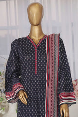 Bin Saeed Stitched 3 Piece Exclusive Printed Lawn Vol-02 Collection-AS-1020-Navy Blue