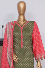 Bin Saeed Stitched 3 Piece Exclusive Printed Lawn Vol-02 Collection-AS-1021-Dark Green