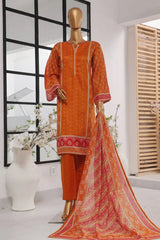 Bin Saeed Stitched 3 Piece Exclusive Printed Lawn Vol-02 Collection-AS-1023-Orange