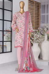 Bin Saeed Stitched 3 Piece Exclusive Printed Lawn Vol-02 Collection-AS-1024-Pink
