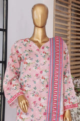 Bin Saeed Stitched 3 Piece Exclusive Printed Lawn Vol-02 Collection-AS-1024-Pink