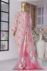 Bin Saeed Stitched 3 Piece Exclusive Printed Lawn Vol-02 Collection-AS-1024-Pink