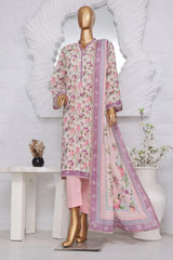 Bin Saeed Stitched 3 Piece Exclusive Printed Lawn Vol-02 Collection-AS-1027-Pink