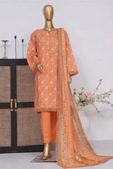Bin Saeed Stitched 3 Piece Exclusive Printed Lawn Vol-02 Collection-AS-1028-Peach