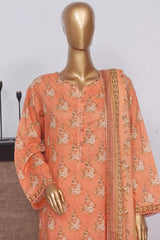 Bin Saeed Stitched 3 Piece Exclusive Printed Lawn Vol-02 Collection-AS-1028-Peach