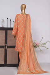 Bin Saeed Stitched 3 Piece Exclusive Printed Lawn Vol-02 Collection-AS-1028-Peach