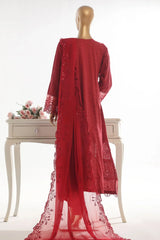 Bin Saeed Stitched 3 Piece Luxury Self & Self Frock Collection-SMK-1591-Maroon