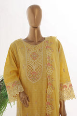 Bin Saeed Stitched 3 Piece Luxury Self & Self Frock Collection-SMK-1594-Yellow