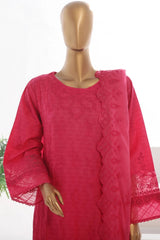 New Bin Saeed Stitched 3 Piece Luxury Self & Self Frock Collection-SMK-1595-Magenta