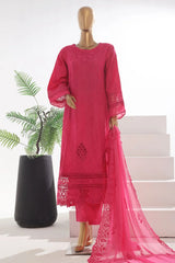 New Bin Saeed Stitched 3 Piece Luxury Self & Self Frock Collection-SMK-1595-Magenta