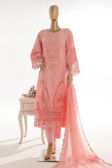 Bin Saeed Stitched 3 Piece Luxury Self & Self Frock Collection-SMK-1597-Pink