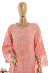 Bin Saeed Stitched 3 Piece Luxury Self & Self Frock Collection-SMK-1597-Pink