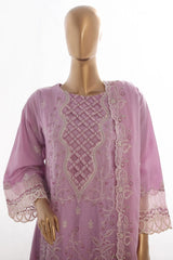 Bin Saeed Stitched 3 Piece Luxury Self & Self Frock Collection-SMK-1598-Purple